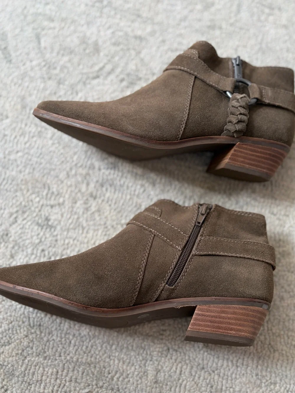 Lucky Brand Enitha Brown Suede Leather Ankle Booties Size 11